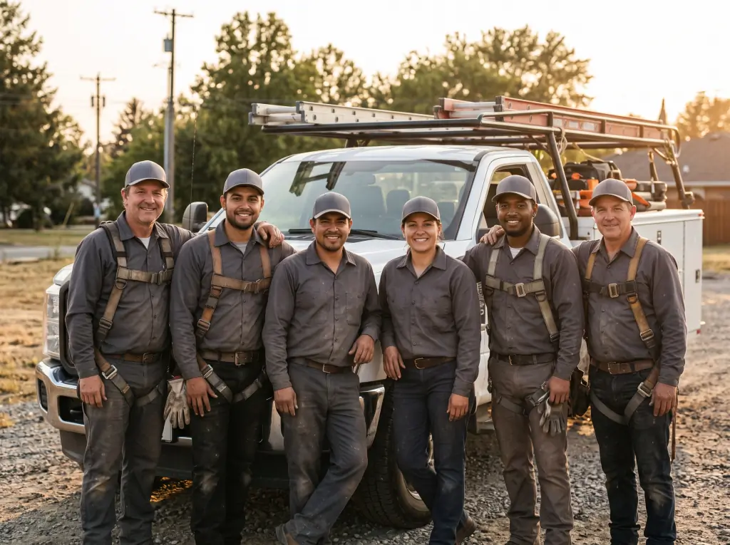 The Fallsline crew standing in front of their work truck