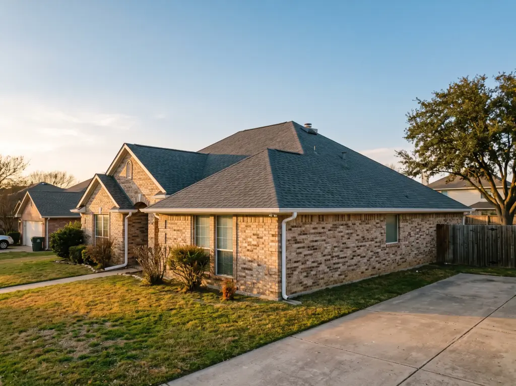 Brick home in Wichita Falls with a newly installed architectural shingle roof